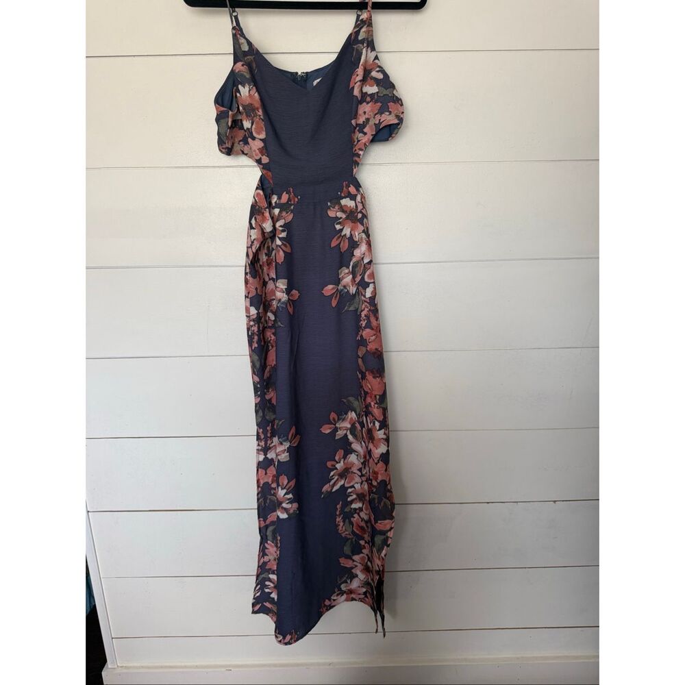 Charlotte Russe Women’s Large Purple Floral Cut Out Dress Maxi - Picture 2 of 7